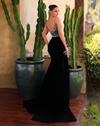 Strap Bustier Mermaid Gown - Black