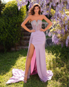 Chic & Holland Dresses Sleeveless Bustier Crystal Gown - Pastel Lilac HY130115