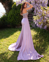 Sleeveless Bustier Crystal Gown - Pastel Lilac
