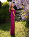 Bow Sleeve Bustier Gown - Fuschia