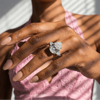 Pear shape engagement ring side detail