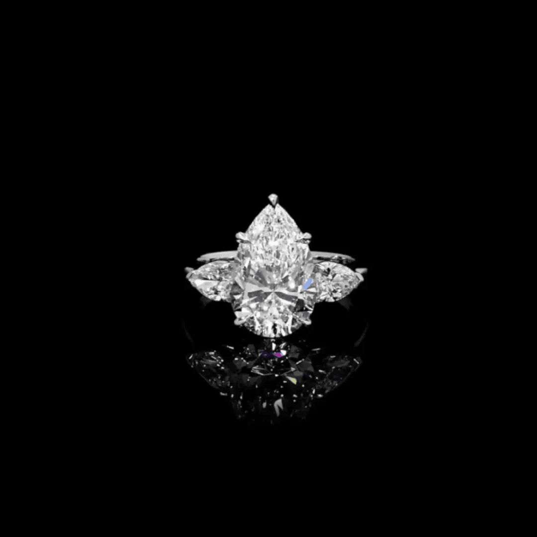 Pear shape engagement ring, 5.75 carats, sterling silver