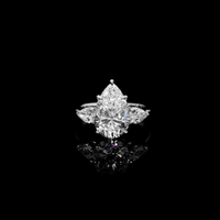 Pear shape engagement ring, 5.75 carats, sterling silver