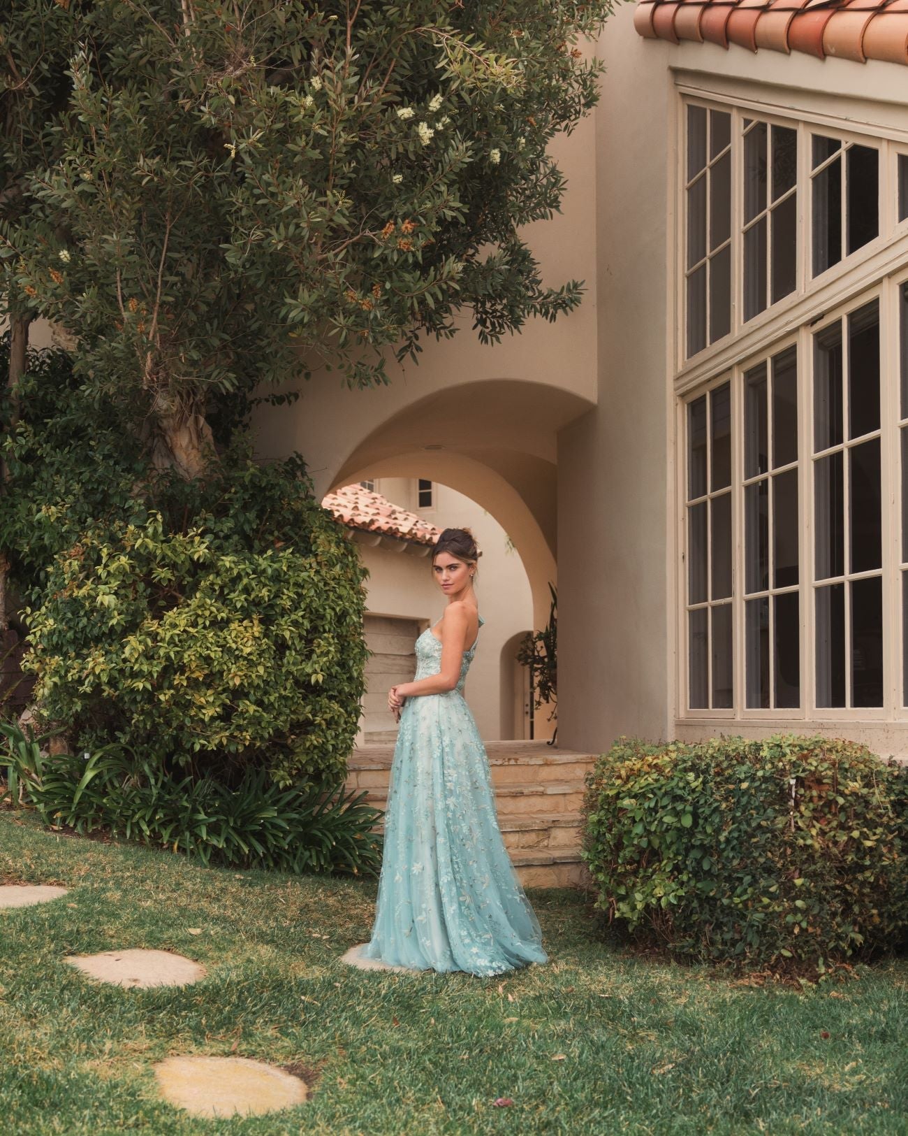 Mac Duggal #11177 Sage Embellished bow one shoulder A-line – Shaide Boutique