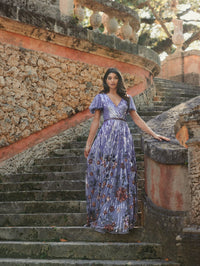V Neck Sequin Gown - Lilac