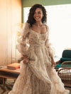 Chiffon Tiered Sweetheart Neck Dress - White