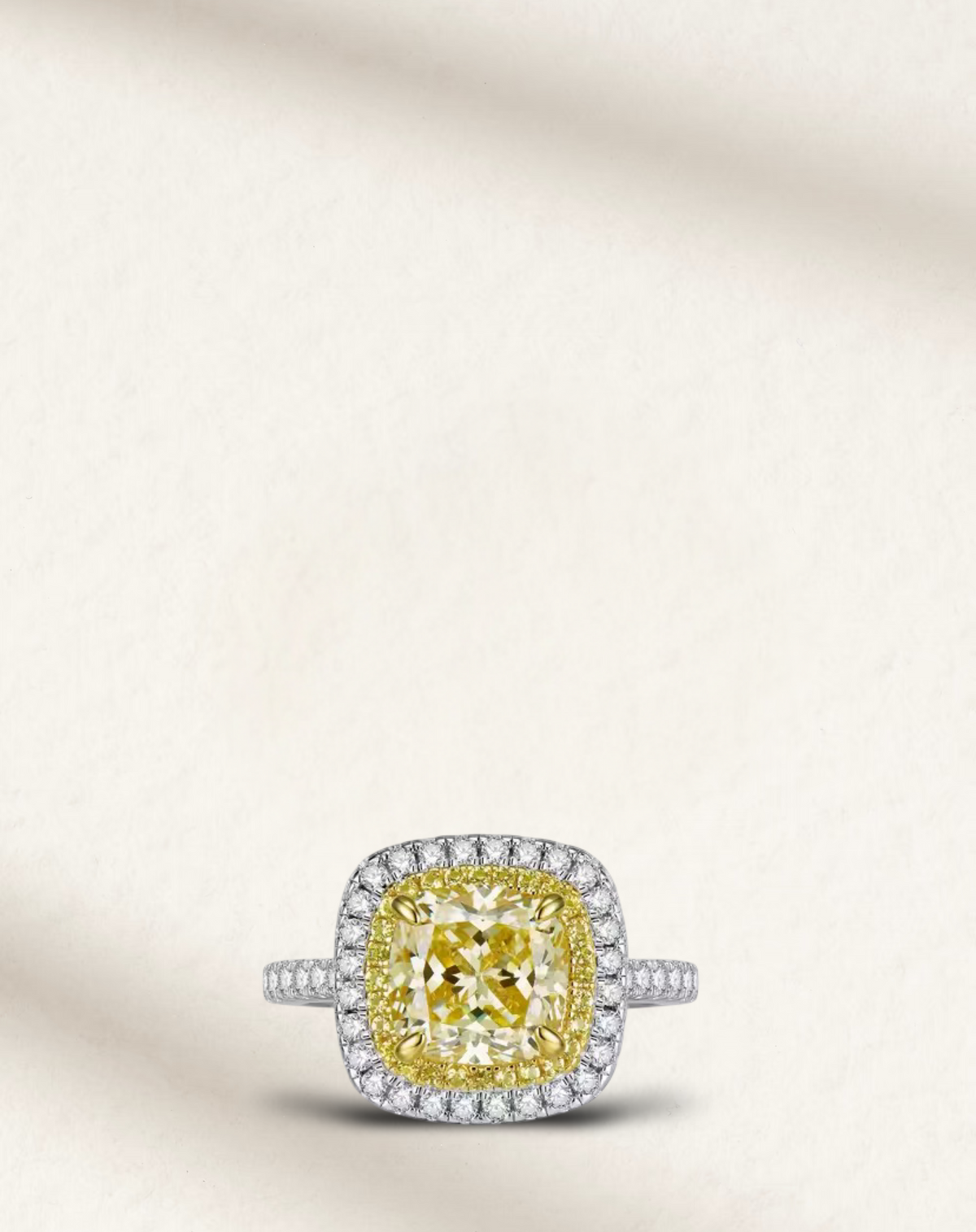 Fancy Yellow Diamond Halo Stud Earrings – Cushion Cut