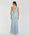 Ostrich feather asymmetric embroidered gown - Powder Blue