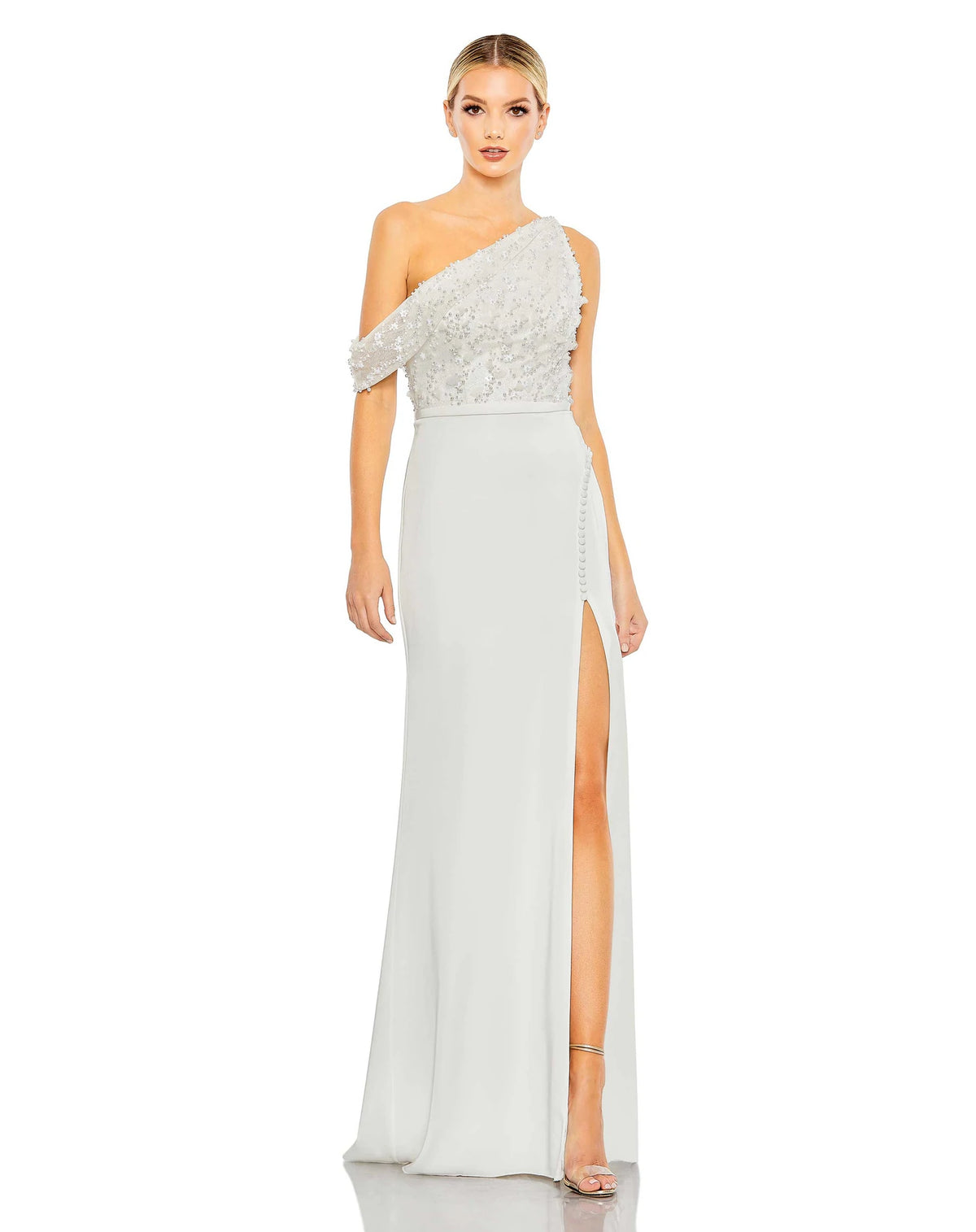 Mac Duggal Style #11264 Embellished drop shoulder column gown - Ivory