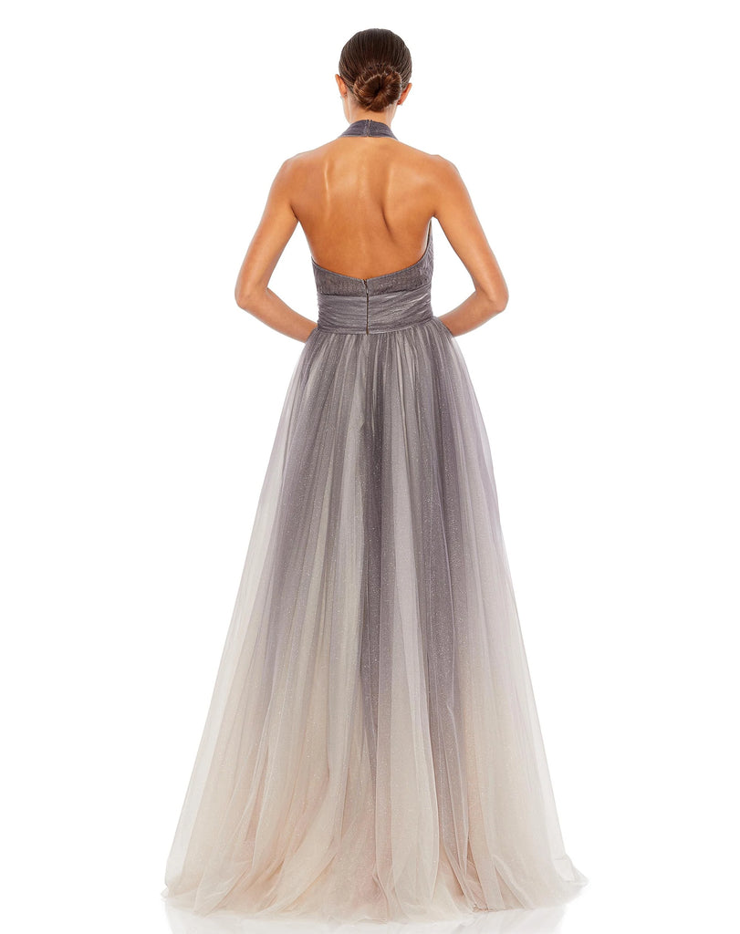 This very special, silvery, grey tone, Mac Duggal, floor-length, ball-gown in delicate charcoal ombre is a evening dress destined for black-tie, red carpet and very special events! Made with beautiful layers of soft-tulle and an asymmetric neckline. This elegant formal dress is picture perfect and will have you looking every inch a princess back
