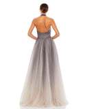 This very special, silvery, grey tone, Mac Duggal, floor-length, ball-gown in delicate charcoal ombre is a evening dress destined for black-tie, red carpet and very special events! Made with beautiful layers of soft-tulle and an asymmetric neckline. This elegant formal dress is picture perfect and will have you looking every inch a princess back
