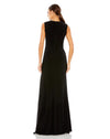 Style #70154 Mac Duggal Draped knot jersey gown with rhinestone ring back
