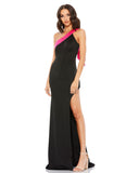 ONE SHOULDER BOW GOWN - Black