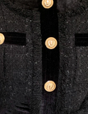 Natalynska Katia black short gold button balmain style mini dress